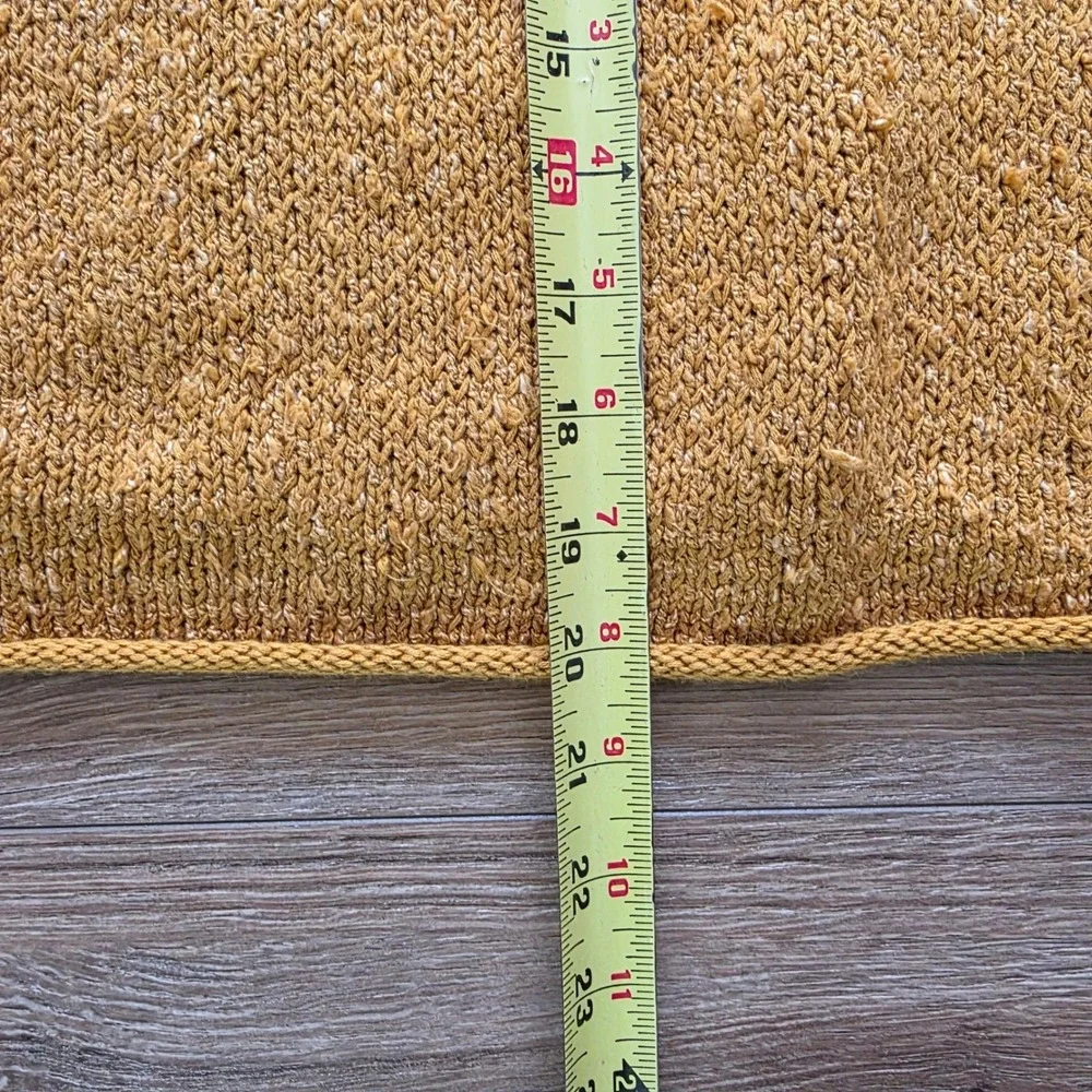 Free‎ People Textured Knit Sweater Mustard Yellow Cropped Boho Pullover Sz SP